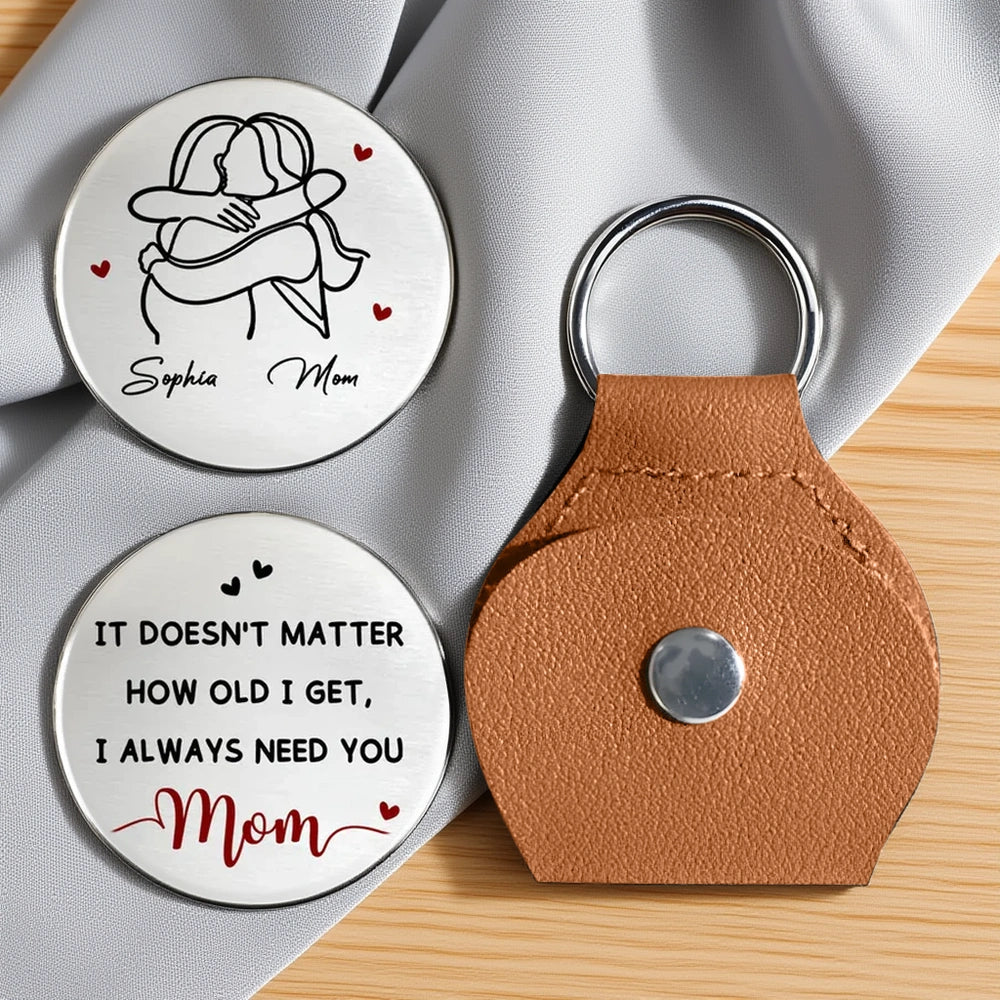 Pocket Hug Personalized Keepsake for Mom, Sweet Hug Illustration and Heart Accents, Thoughtful Gift for When You Miss Her