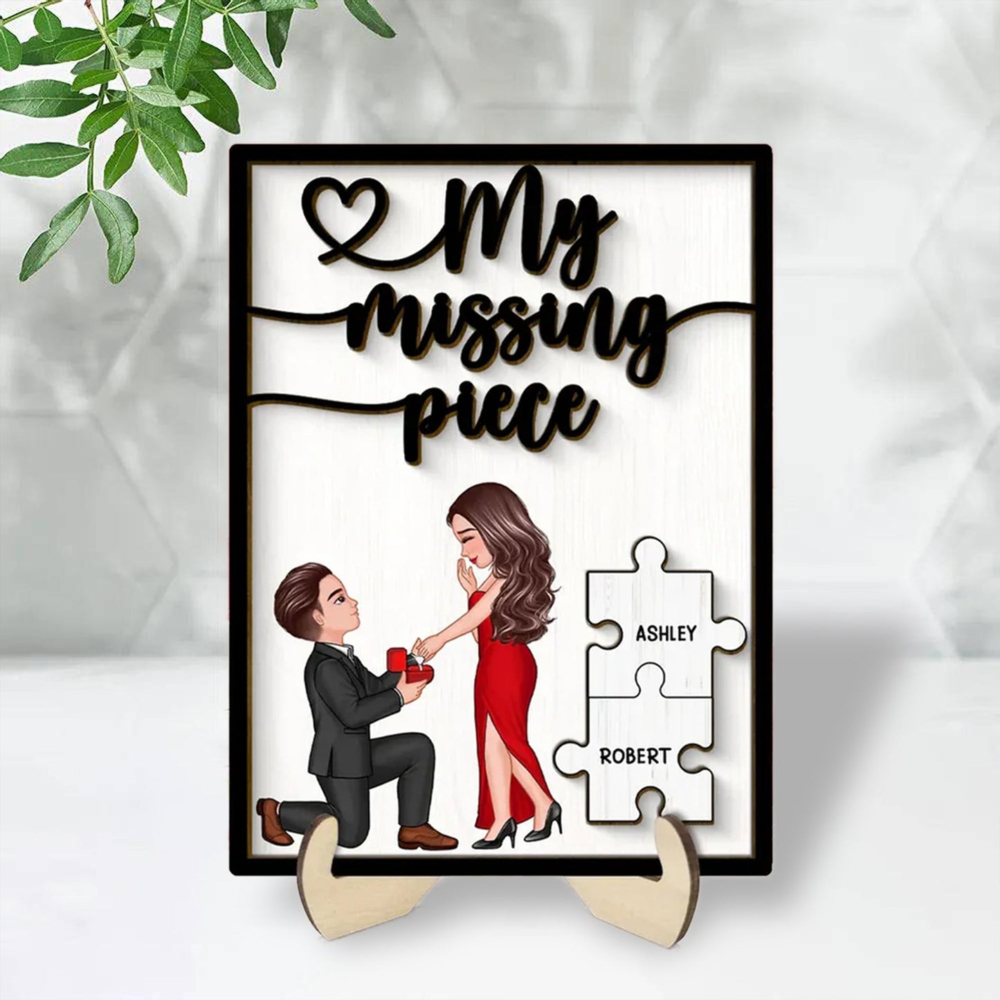 Special Moment Couple Proposal 2-Layered Wooden Plaque, Personalized Couple Proposal Engagement Anniversary Keepsake, Heartfelt Decoration For Couples