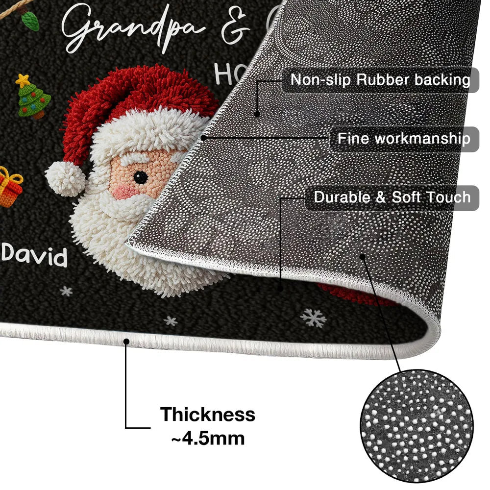 Christmas Doormat for Grandparents, Santa & Mrs. Claus Art, Non-Slip, Cozy Entry, Unique Personalized Gift