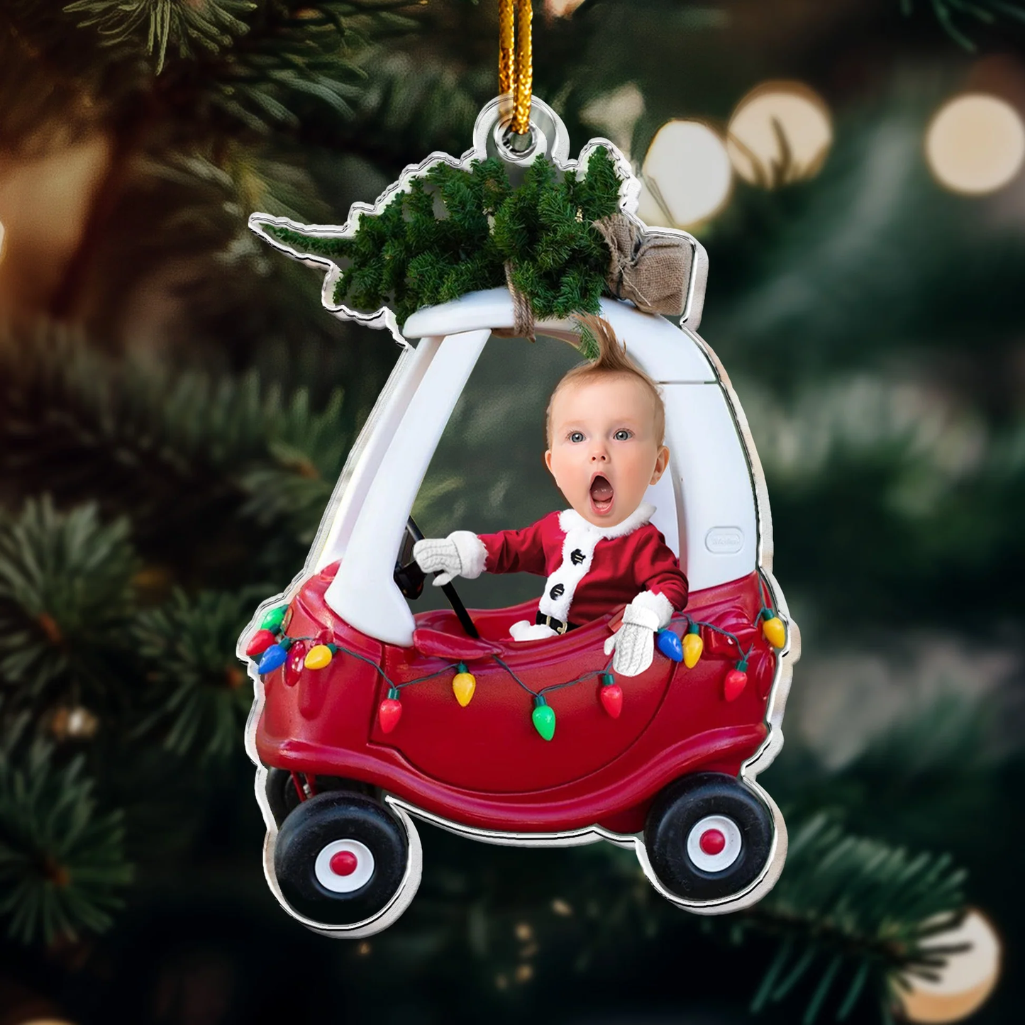 Acrylic Ornament - Custom Photo Baby Car, Christmas Tree, Cute Keepsake, Unique Gift for New Parents & Grandparents
