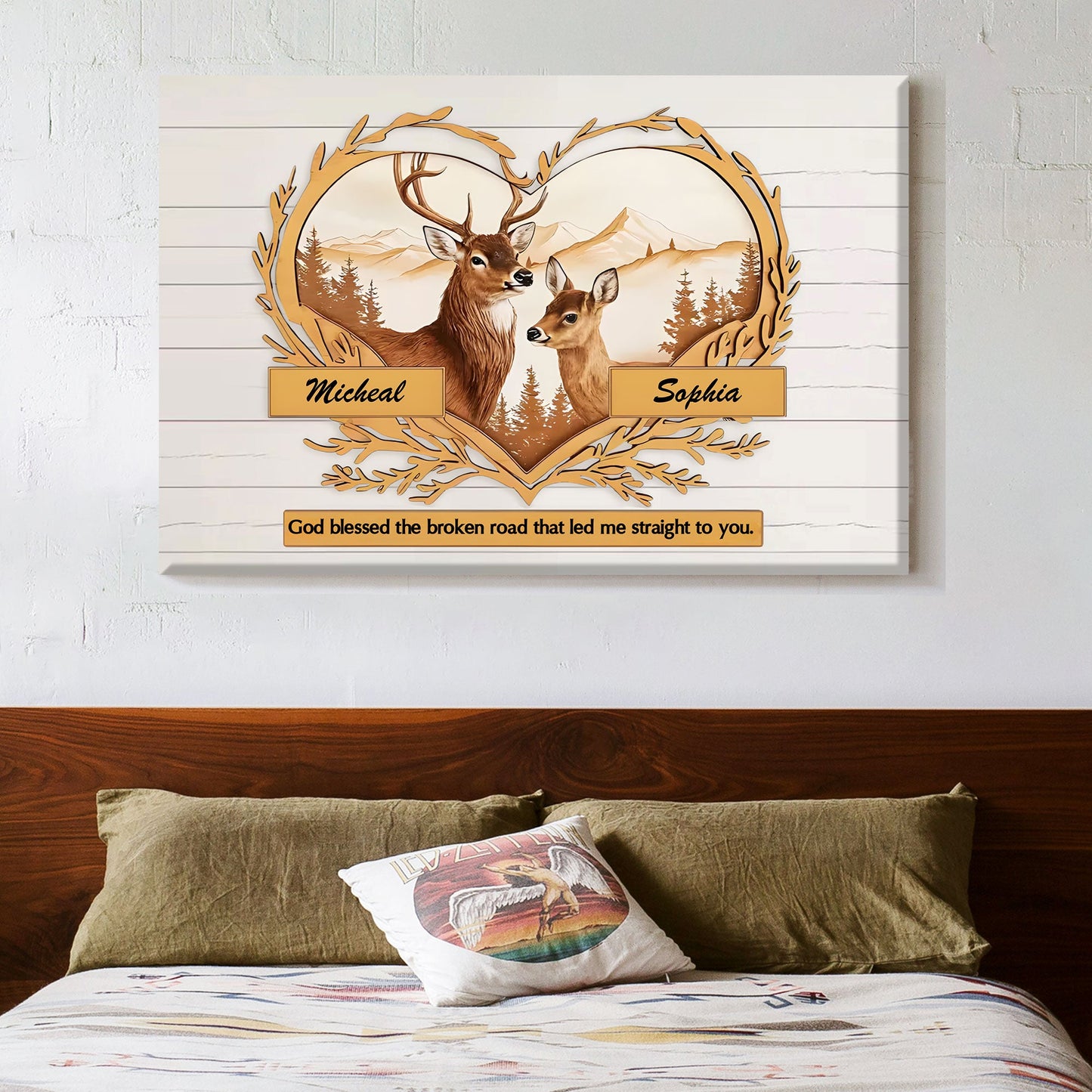 "Personalized Deer Couple Canvas - Romantic Valentine’s Day Gift for Couples - Celebrate Your Love Story"