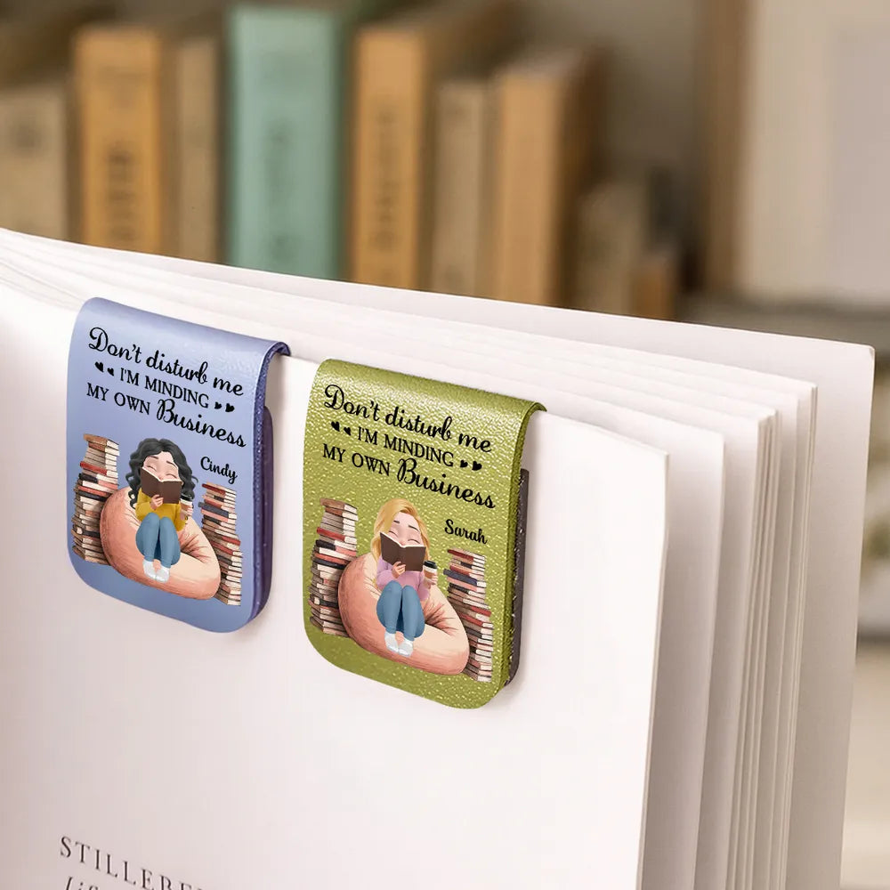 Personalized Leather Magnetic Bookmark Don't Disturb Me I'm Minding My Own Business Cute Reader Gift