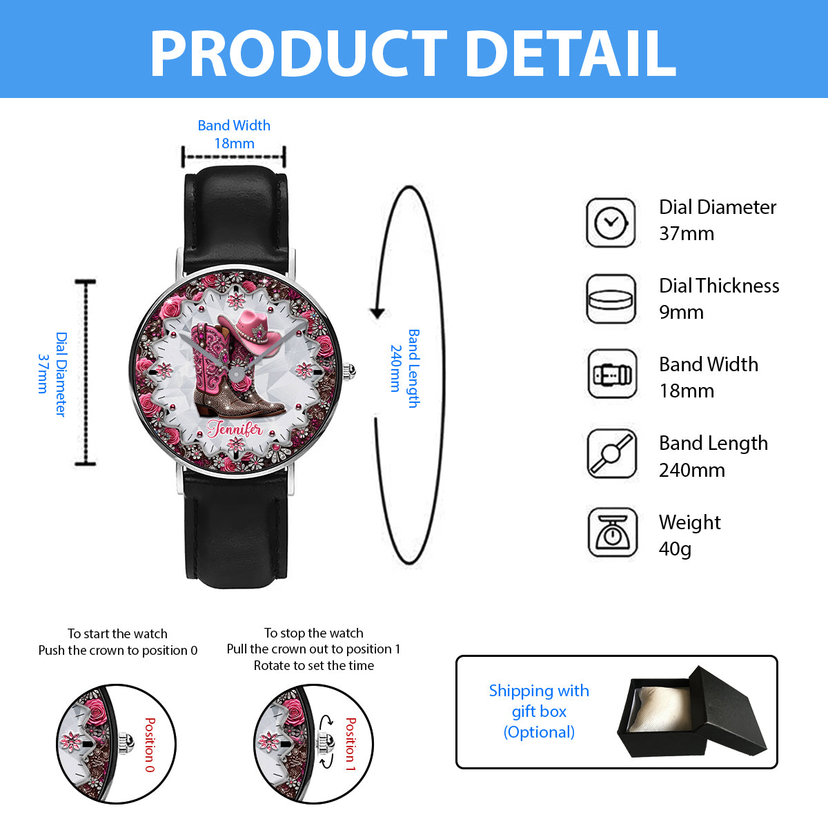 Cowgirl Boots - Personalized Cowgirl Hand Watch
