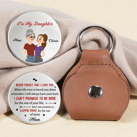Personalized Pocket Hug for Daughter, Mom and Daughter Illustration, Never Forget That I Love You, Unique Keepsake Gift