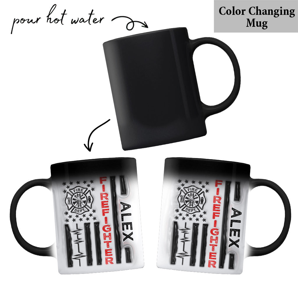 Firefighter Patriotic 4th July - Personalized Firefighter Mug