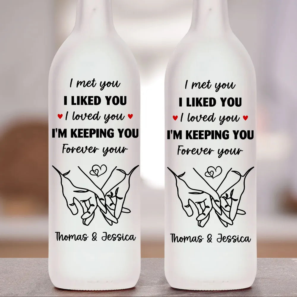 Personalized Bottle Lamp With I Am Keeping You Quote, Warm Glow Bedroom Decor, Unique Romantic Gift for Couples