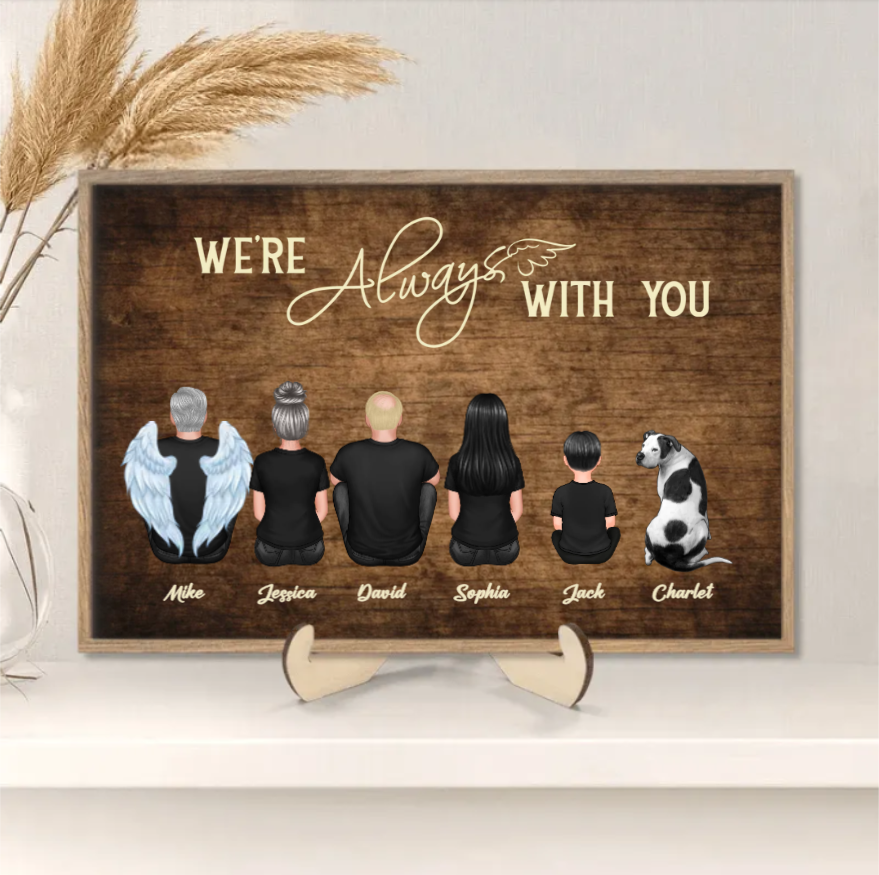 Personalized We're Always With You Wooden Plaque, Keychain, Poster or Canvas, Car Hanger and Wallet Card - Unique Memorial Gift for Loved Ones