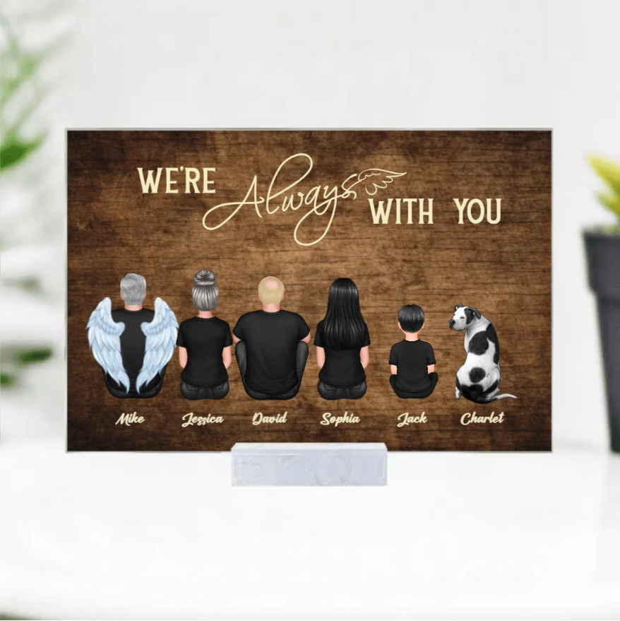 Personalized We're Always With You Wooden Plaque, Keychain, Poster or Canvas, Car Hanger and Wallet Card - Unique Memorial Gift for Loved Ones
