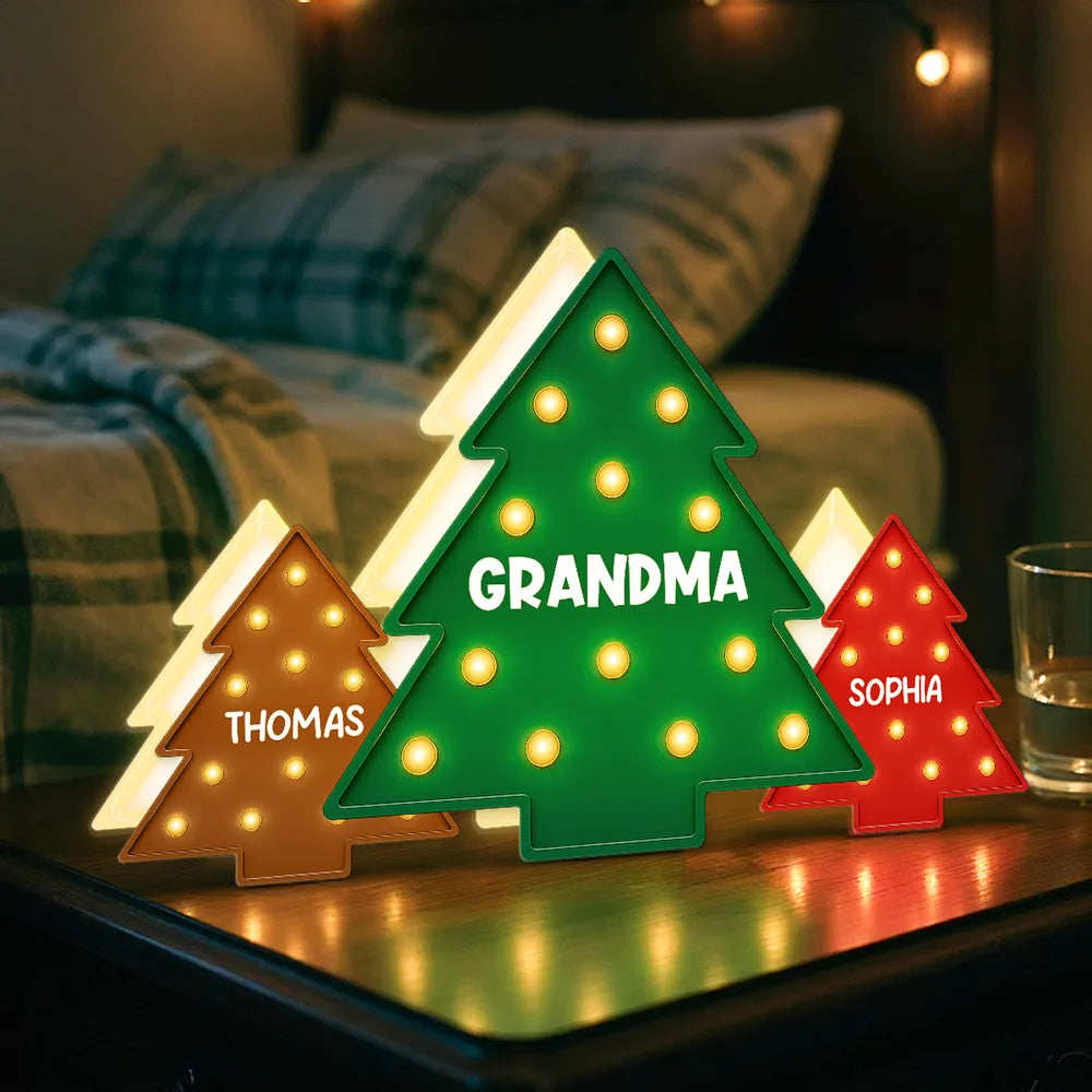 Christmas Tree Acrylic Light Box – Personalized Holiday Gift for Grandma and Family