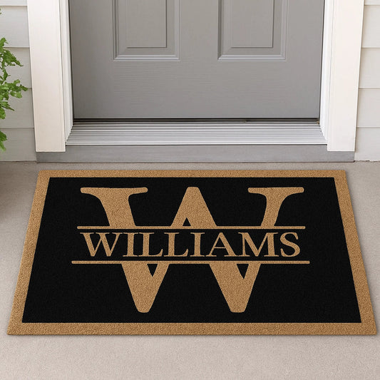 Personalized Monogram Standard Doormat with Family Name for Front Porch Entryway, Unique Housewarming Gift