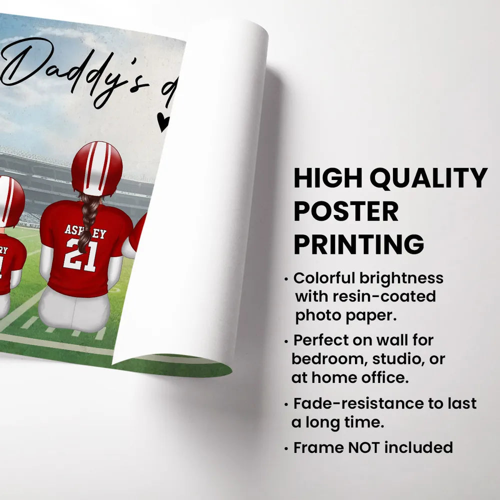 “Daddy’s Dream Team” Personalized Football Poster / Canvas – Touchdown Father’s Day Gift