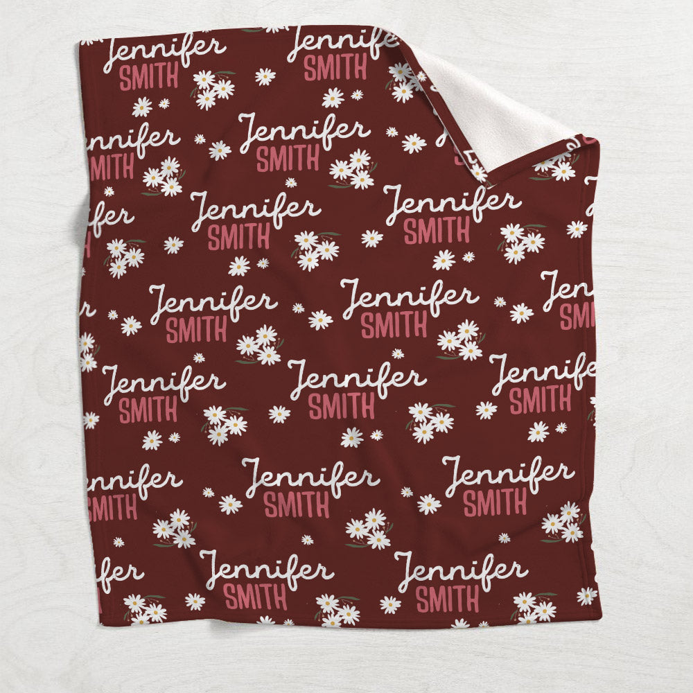 Daisy Custom Name - Personalized Sibling Blanket