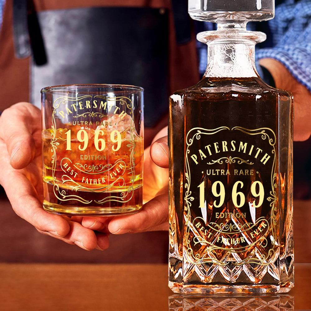 Best Gift For Wiskey Bourbon Cognac... Loving Dad Husband.... - Personalized Whisky Whiskey Decanter Set