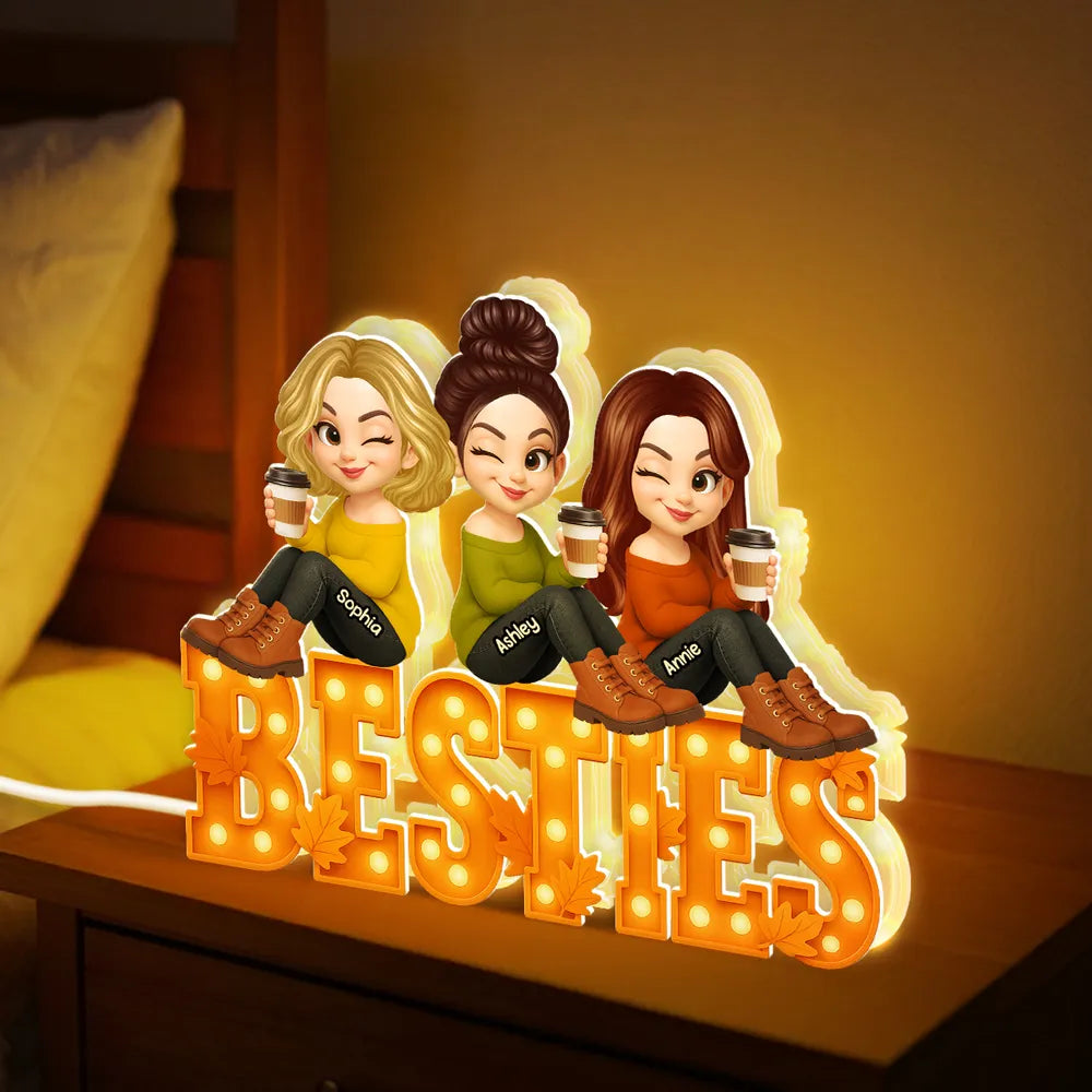 Besties Acrylic Light Box Personalized Friendship Keepsake, Cozy Bedroom Bookshelf Glow, Unique Gift for Best Friends