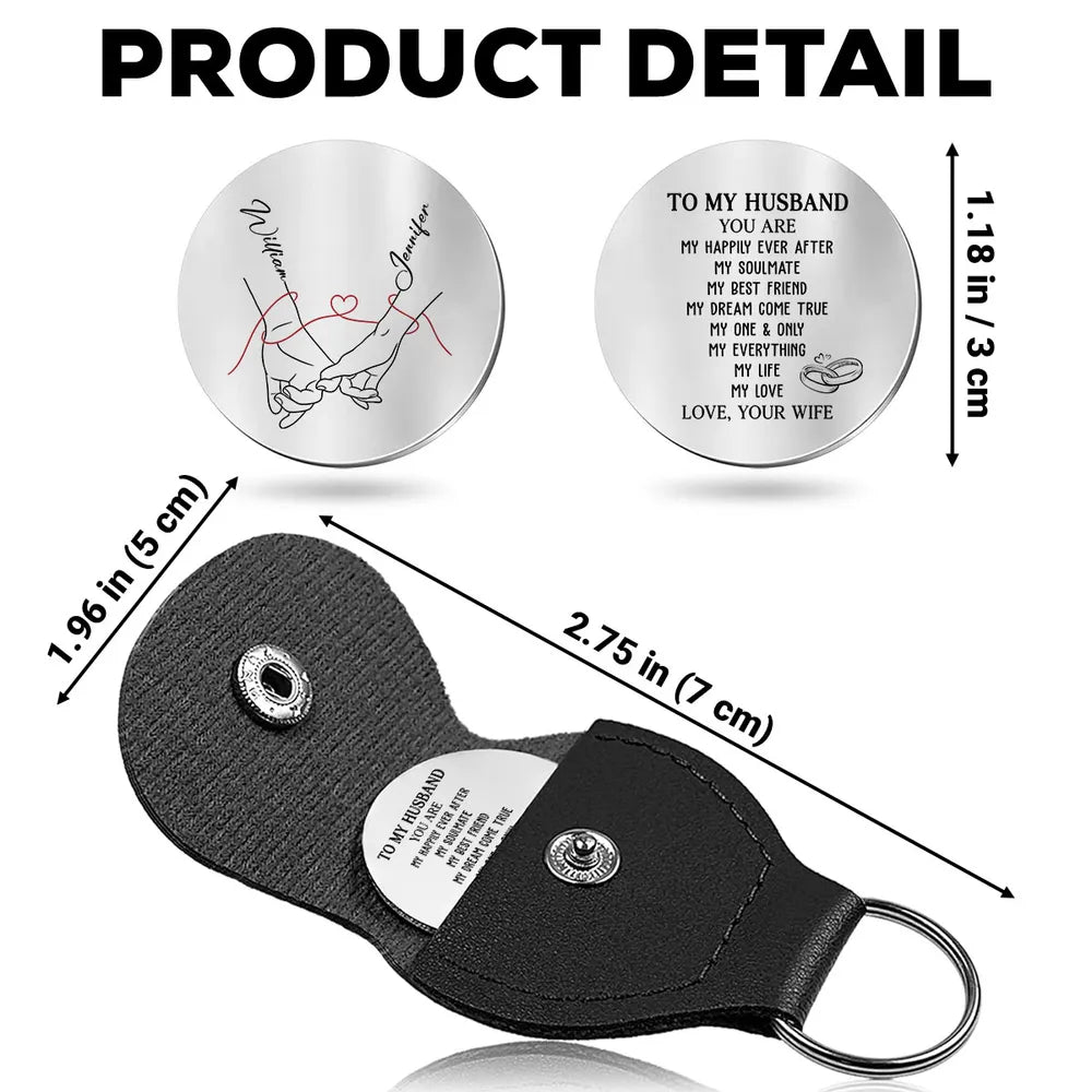 Personalized Pocket Hug Token For Husband, Holding Hands Line Art, A Unique Romantic Gift He Can Carry Daily