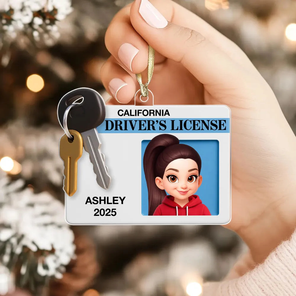 Acrylic Ornament for Car, Driver License Look with cartoon vibe, durable and cute, festive decor and creative gift for teens and friends