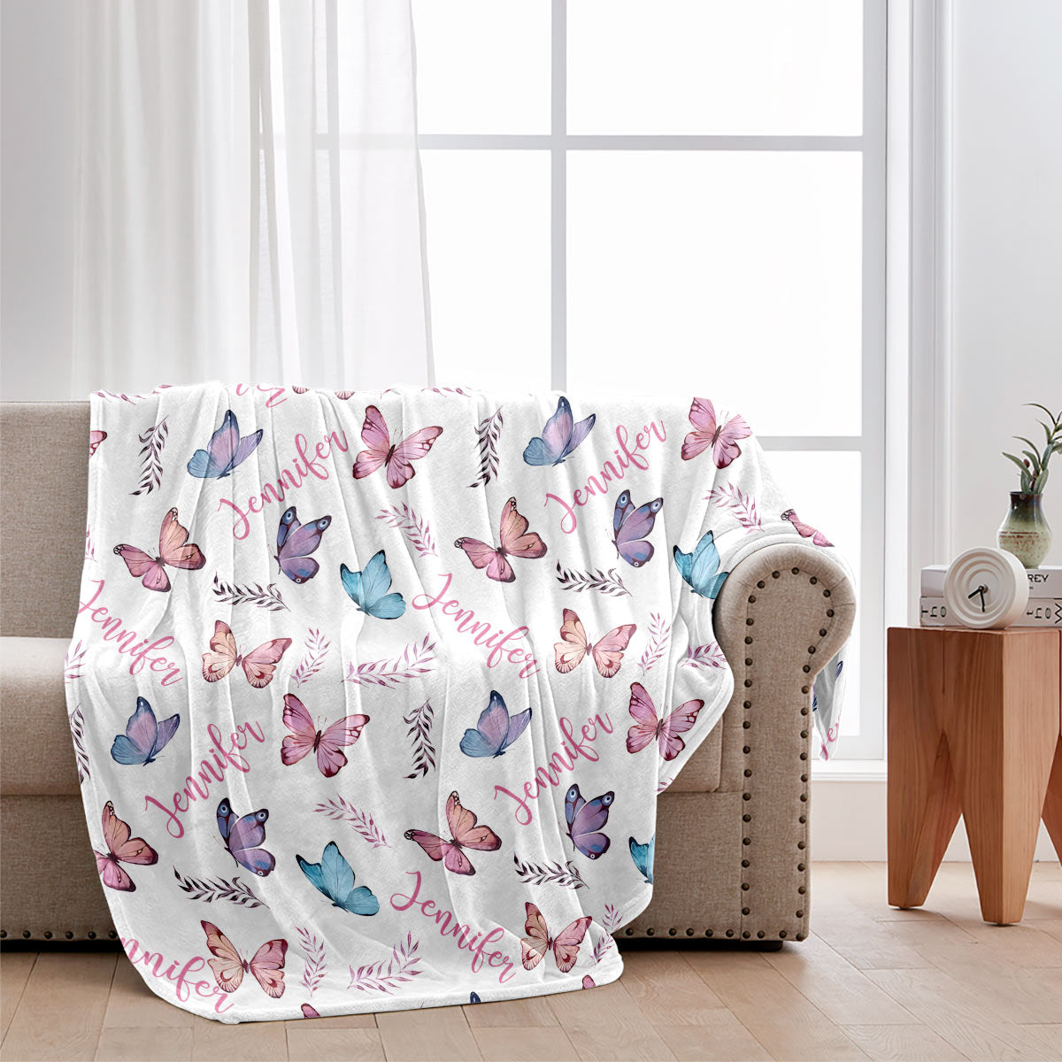 Butterfly Custom Name - Personalized Daughter Blanket