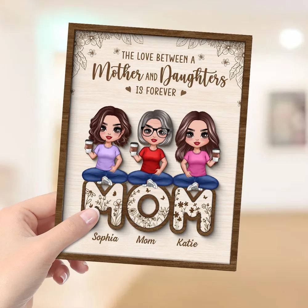 Together with Mom - 'Mother & Daughters' United Wooden Plaque - A Heartfelt Gift for Mother's Day