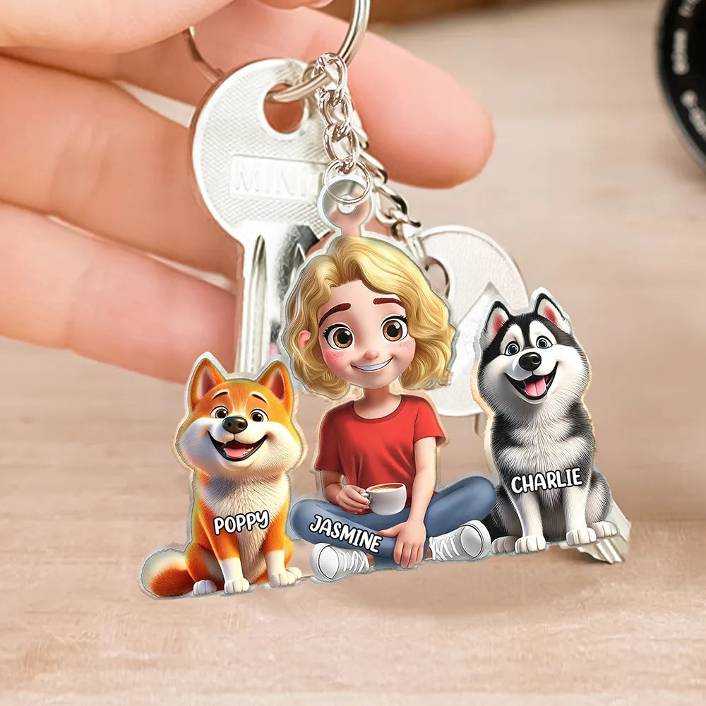 Personalized Dog Mom & Dad Acrylic Keychain with 3D Effect