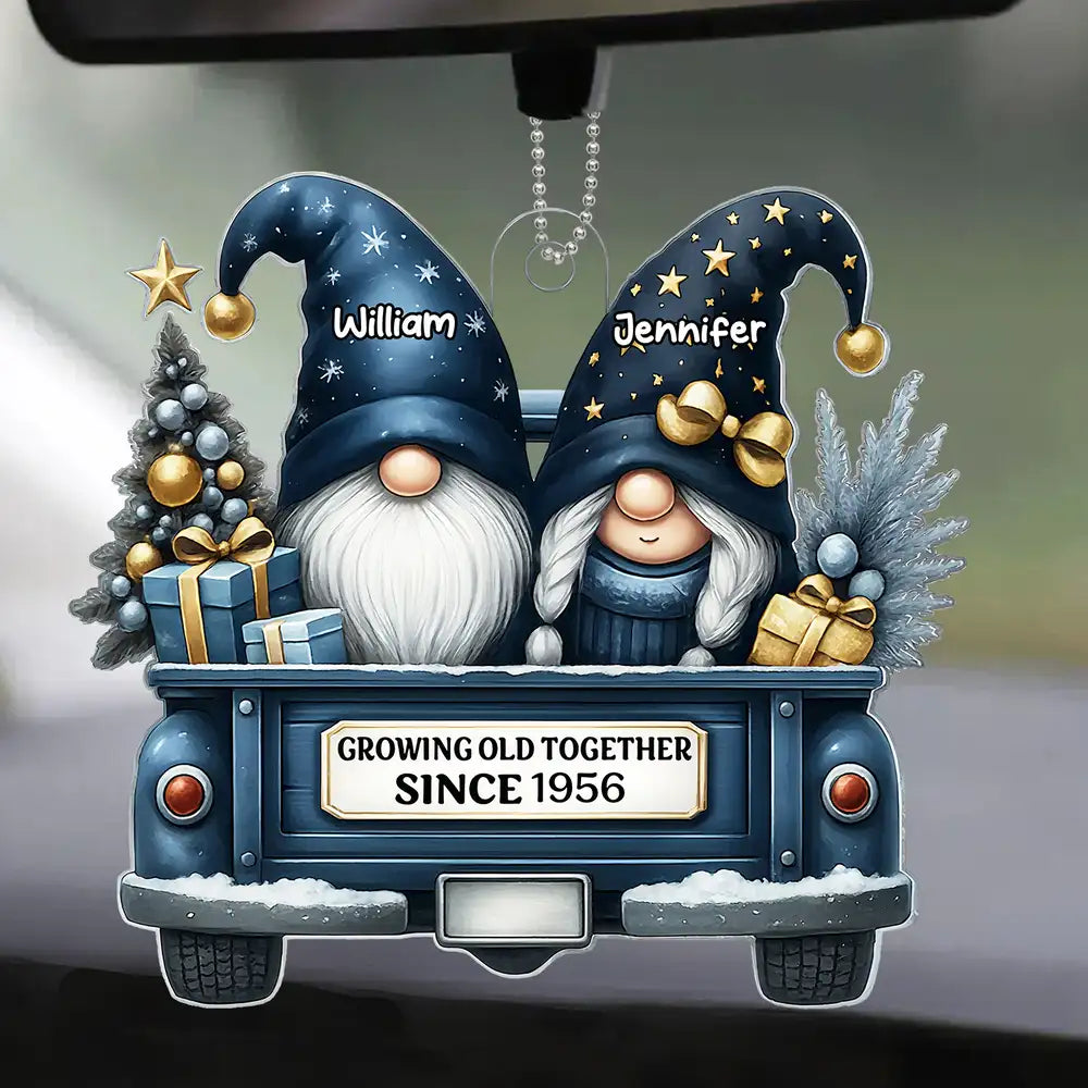 Personalized Acrylic Car Hanger for Couples – “Growing Old Together” Custom Gift