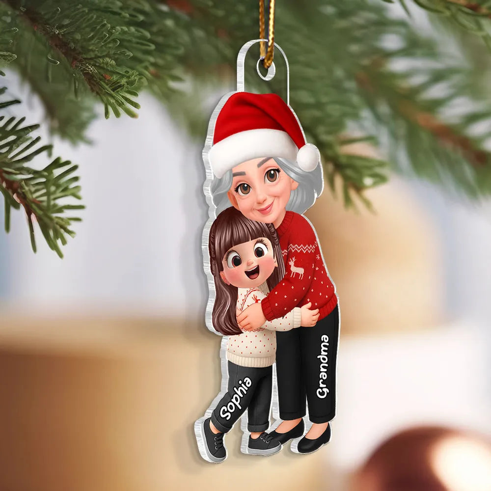 Christmas Grandma & Grandchild Acrylic Ornament – Heartwarming Family Decoration, Perfect Gift for Grandparents