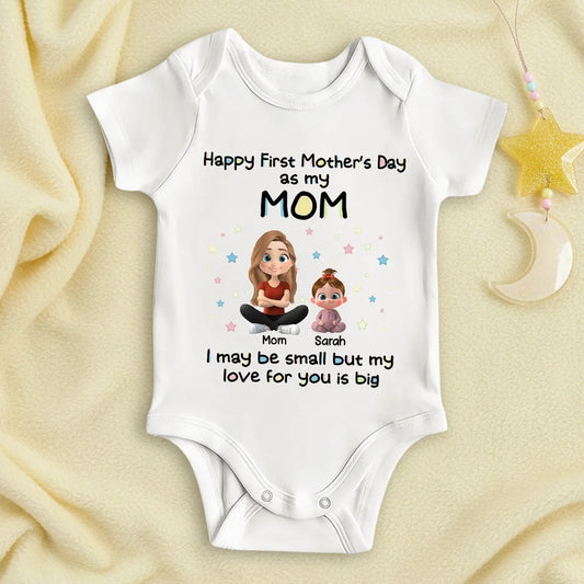 Personalized Short Sleeve Baby Onesie First Mother's Day Mom & Baby Cartoon Gift - Unique Photo Ready Keepsake