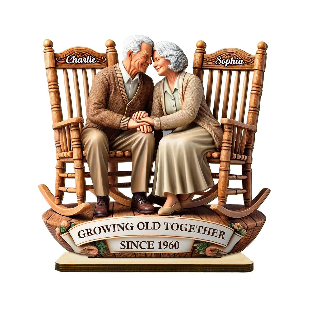 Growing Old Together Wooden Plaque – Personalized Anniversary Gift for Couples