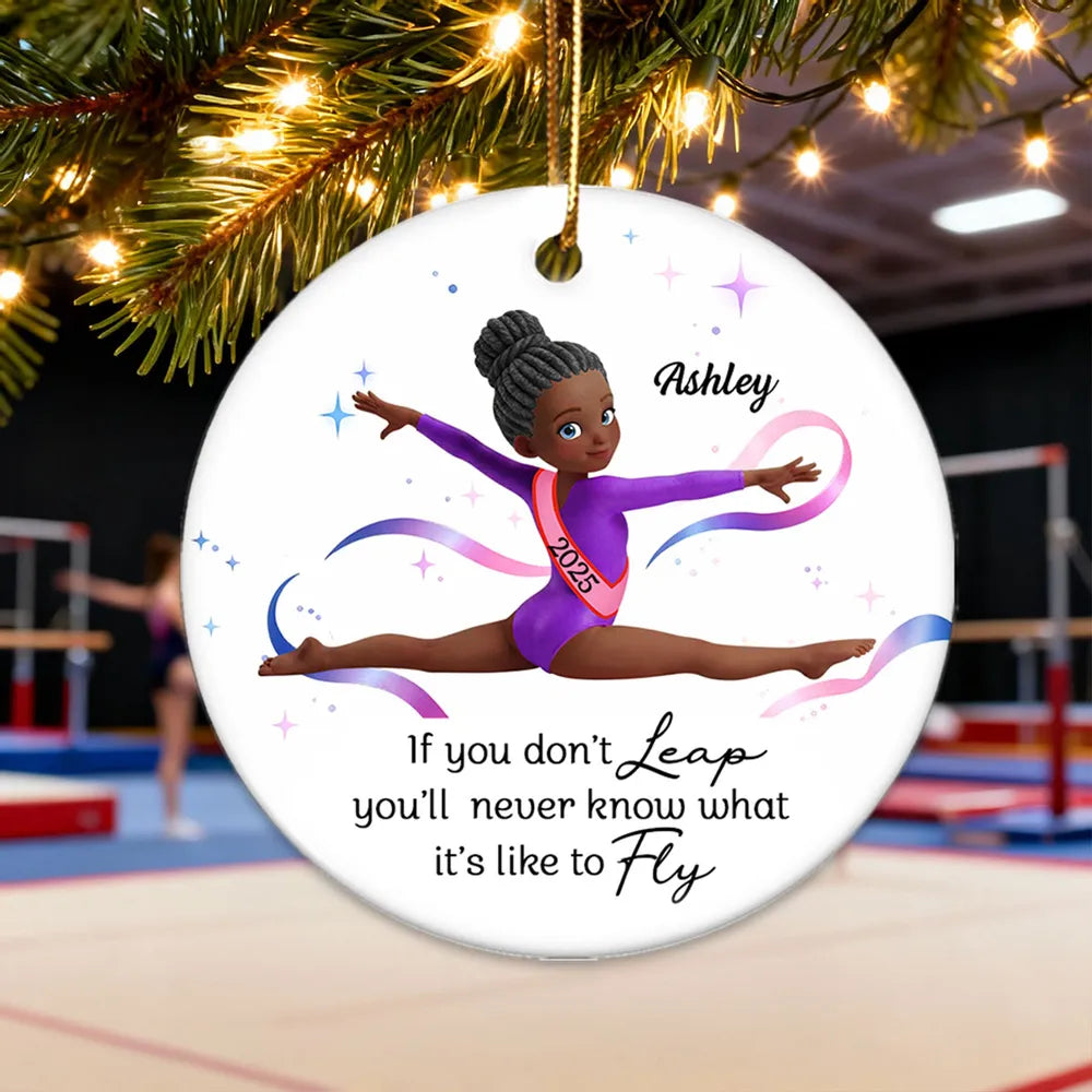 Ceramic Ornament with Inspirational Gymnast Quote - Sweet Holiday Keepsake and Creative Gift for a Young Gymnast