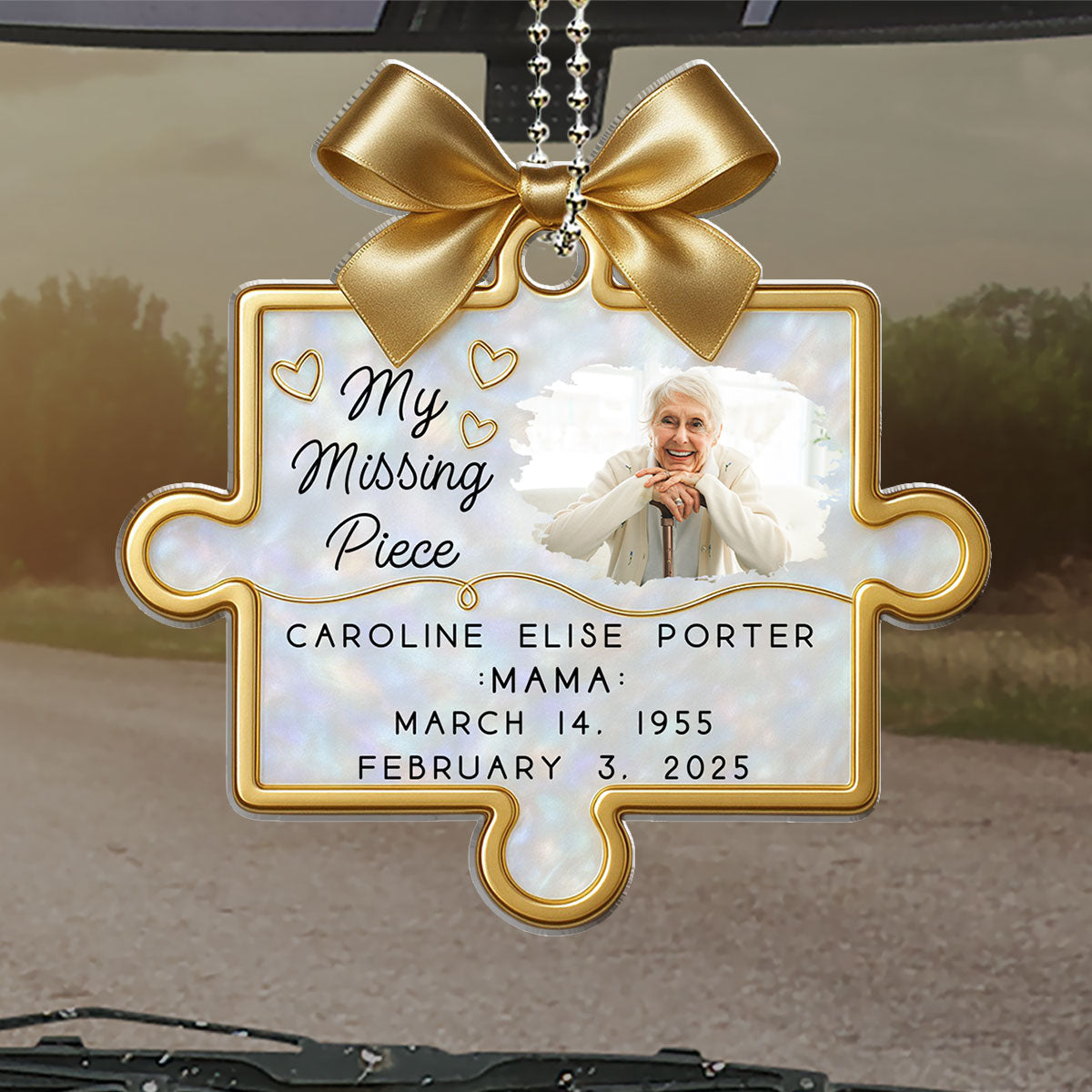 Custom Photo Acrylic Ornament with Puzzle Piece Tribute, Missing-You Keepsake Display, Unique Gift for Family
