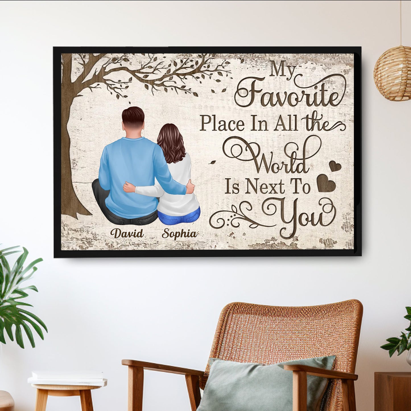 Personalized Poster/Canvas - My Favorite Place In All the World Is Next To You - Valentine's Day Gift for Couples