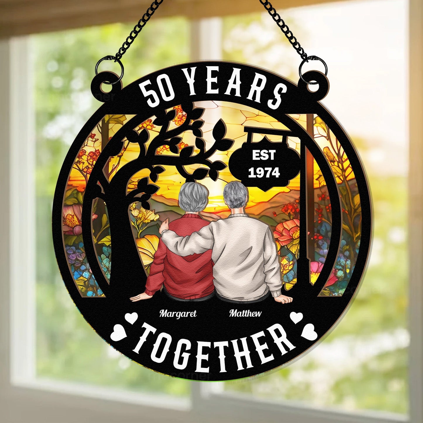 Together Always – Custom Wood and Acrylic Layered Ornament for Couples, Romantic Gift to Celebrate Lifelong Love