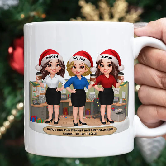 Personalized White Ceramic Mug for Coworkers – Funny Office Scene, Custom Work Besties, Unique Gift for Colleagues