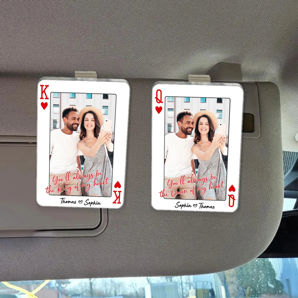 Personalized Acrylic Car Visor Clip Photo Card Couple Selfie Sweet Quote - Unique Romantic Gift for Him or Her