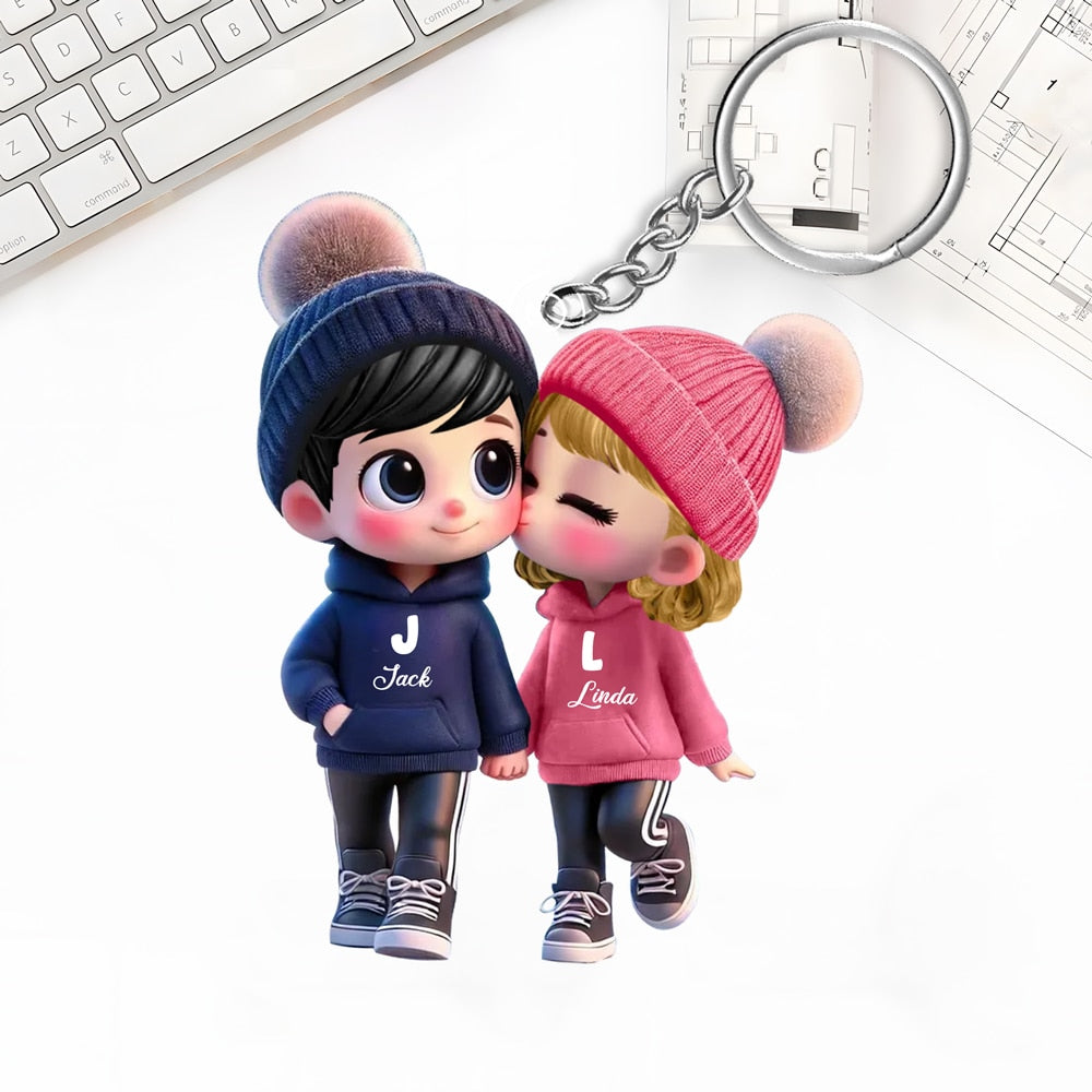 Customizable Couple's Acrylic Keychain – Personalized Names Gift