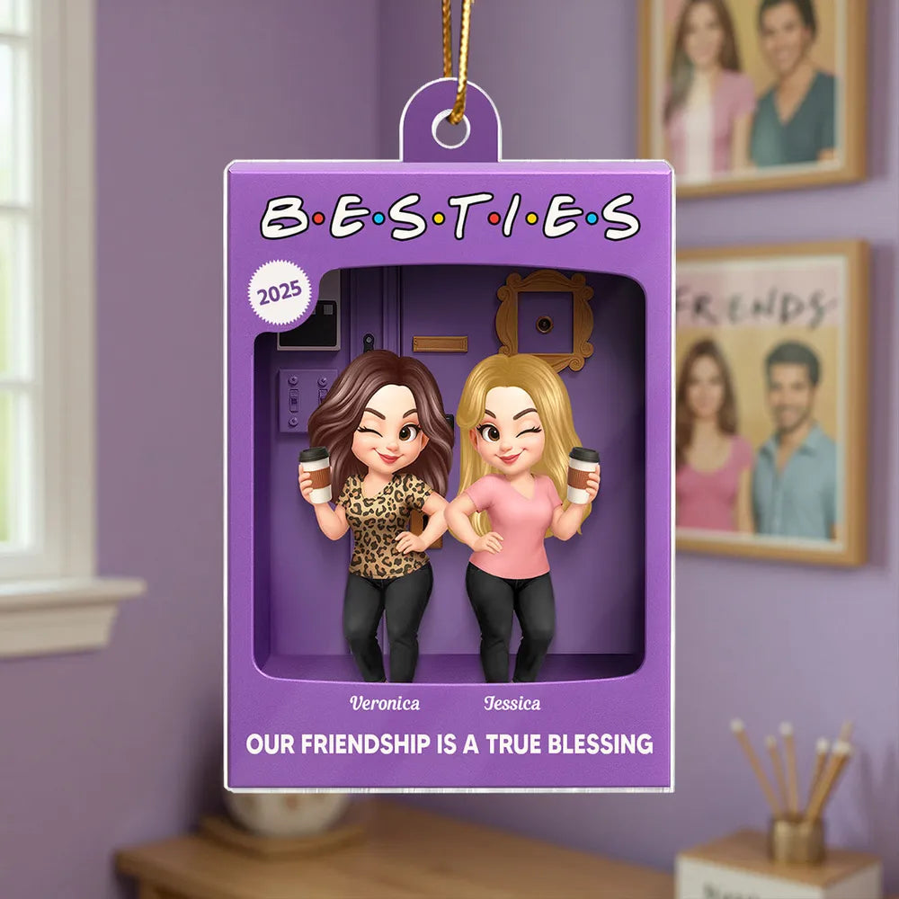 Christmas Decor/Car Charm: Personalized Besties Acrylic Ornament (2-5 Women) - A Sweet Friendship Holiday Keepsake