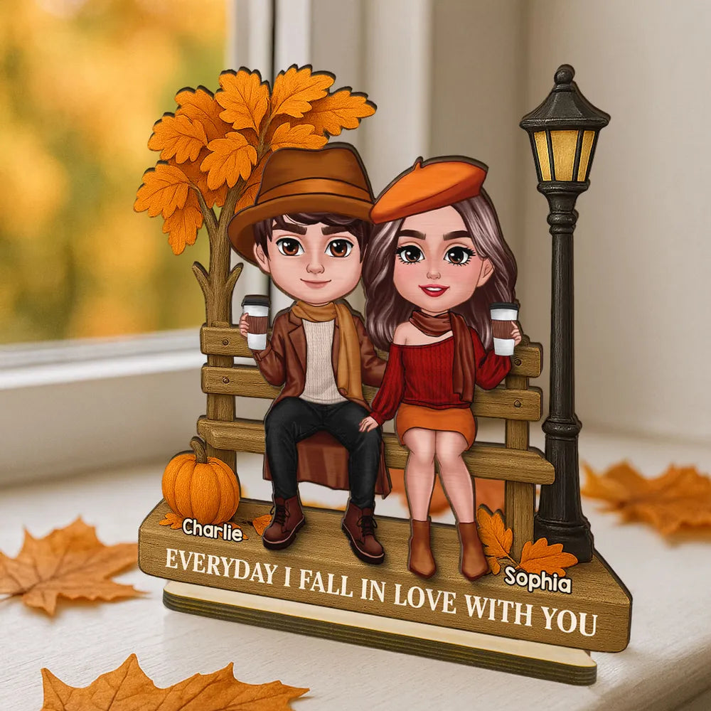 “Everyday I Fall in Love with You” Wooden Plaque – Custom Gift for Couples or Lovers