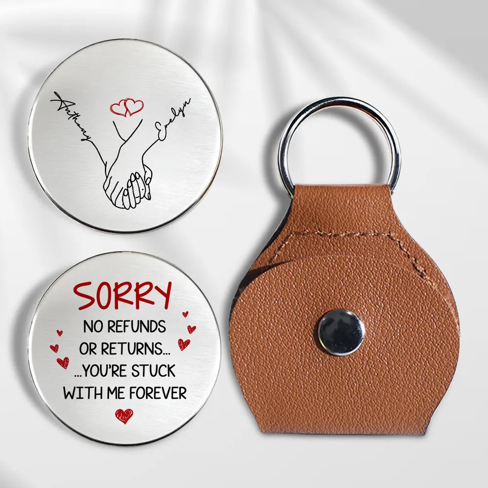 Personalized Pocket Hug Coin with Holding Hands & Heart - Unique Romantic Gift for Couple, Easy Everyday Carry
