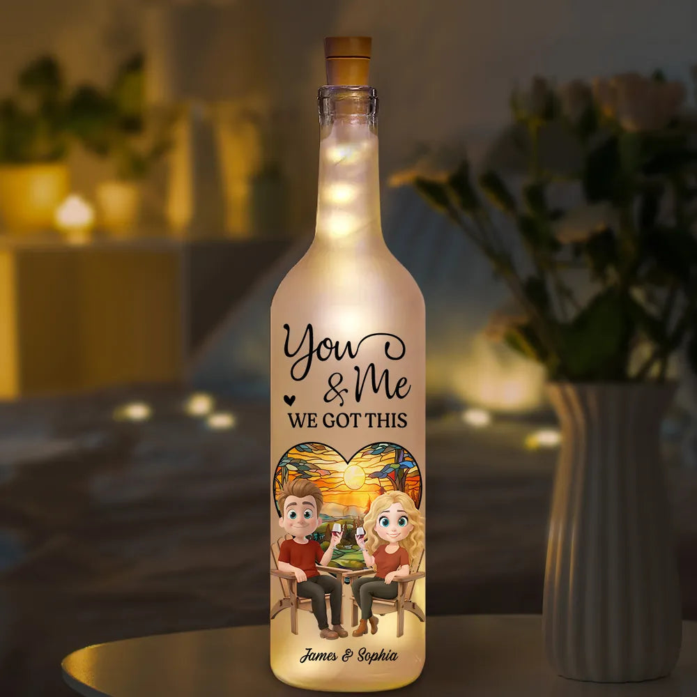 Our Hearts Beat As One - Romantic Bottle Lamp with Starry Night and You & Me Theme, Heartwarming Couples Gift