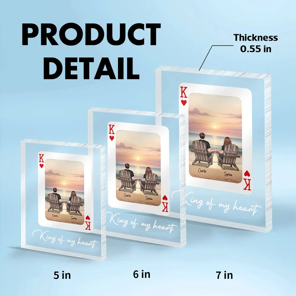 Rectangle Acrylic Block Plaque Personalized for Couples, Beach Chairs at Sunset, Sweet Desk Decor Keepsake Gift for Your Partner