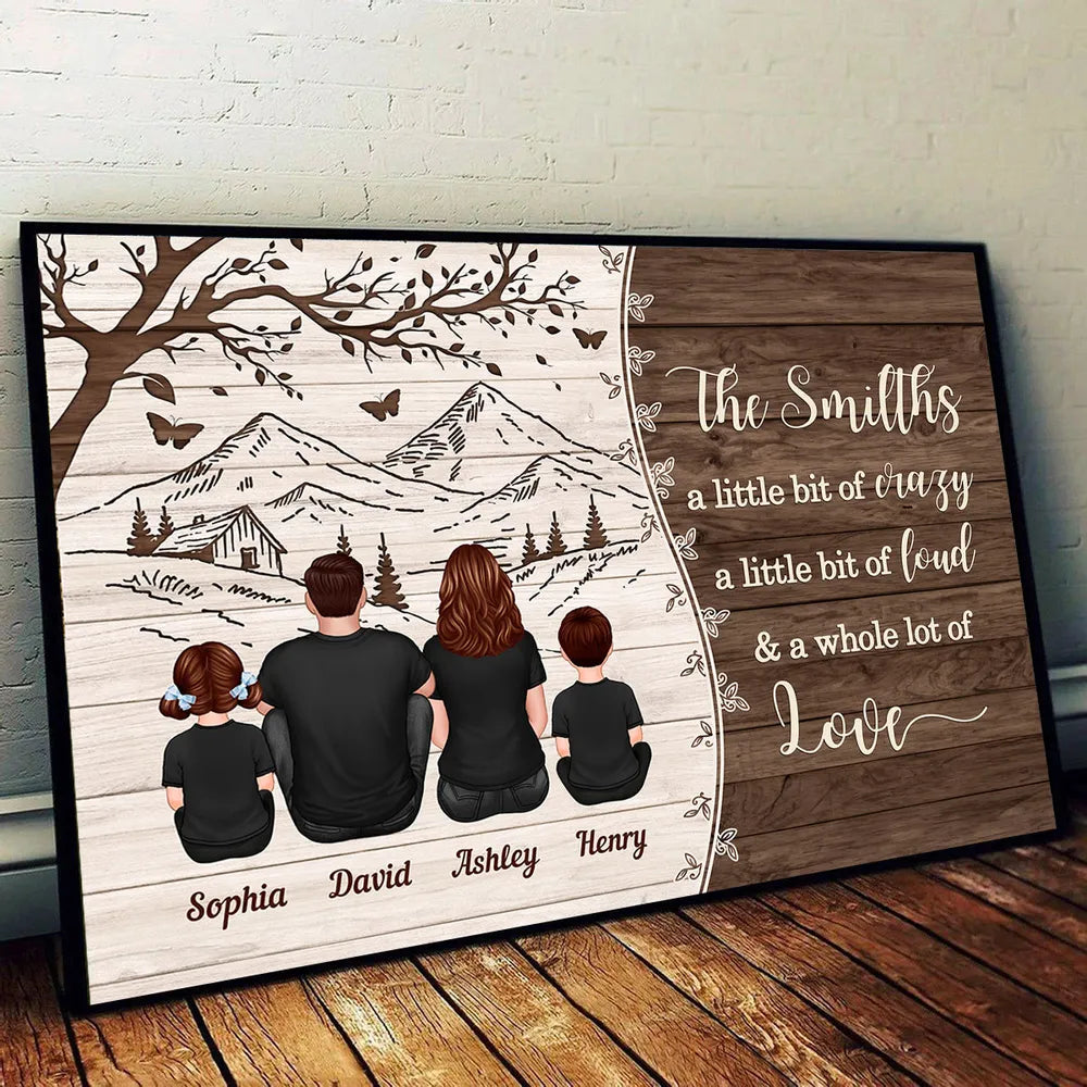 "A Little Bit of Crazy, A Whole Lot of Love" Personalized Mountain View Poster – Custom Family Wall Art