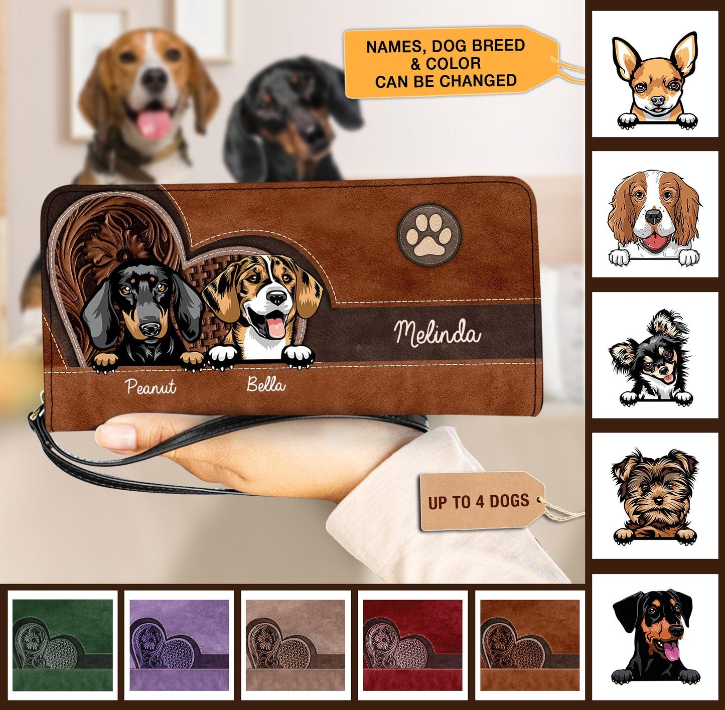 Custom Dog Breed Leather Wallet – Stylish & Sentimental Personalized Gift for Pet Owners – Elegant & Durable Design