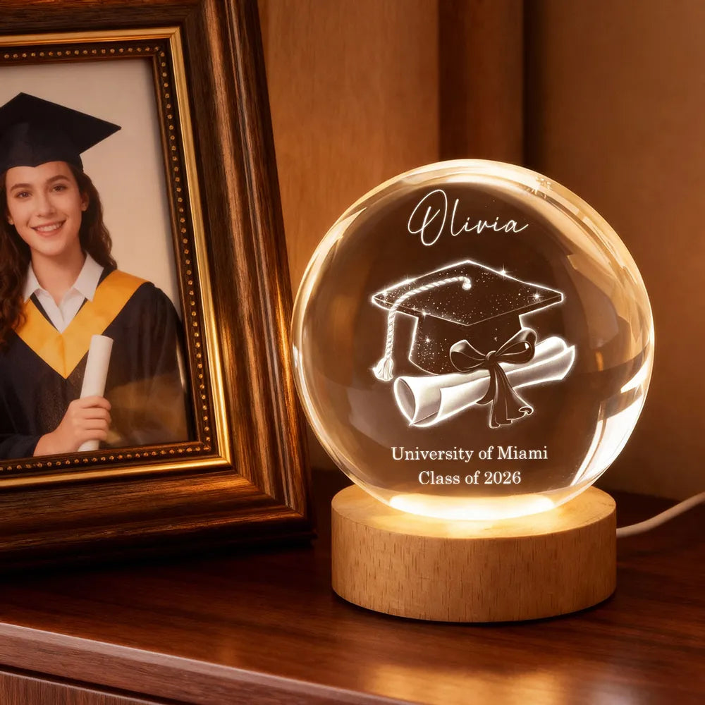 Globe Lamp Personalized Graduation Keepsake Night Light for Desk or Nightstand, Heartfelt Gift for a Grad
