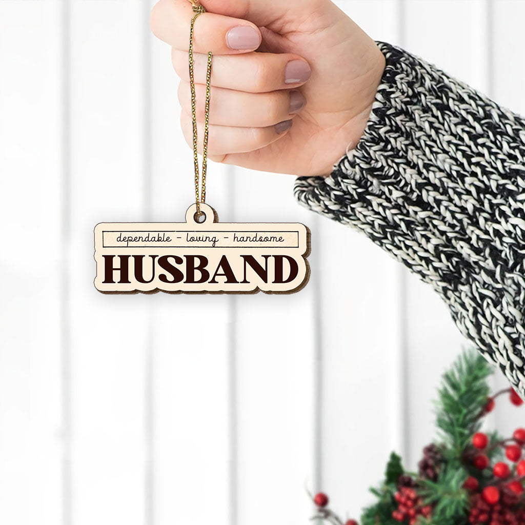 To My Husband - Personalized Christmas Couple Wooden Card Pop Out Ornament