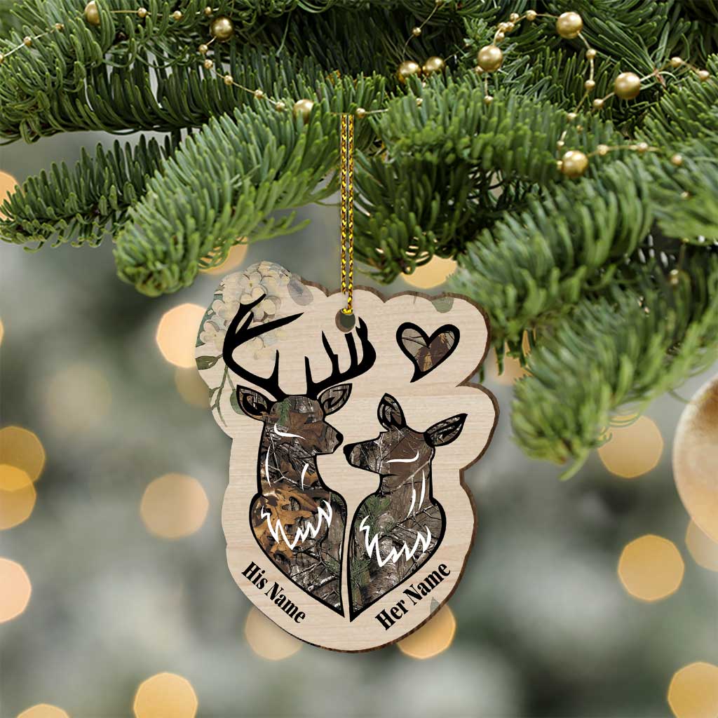 To My Wife - Personalized Christmas Hunting Wooden Card Pop Out Ornament