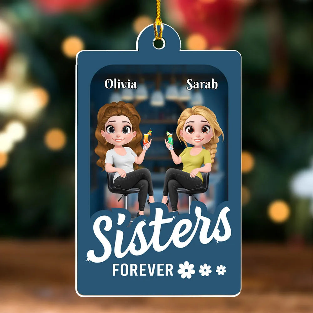 “Partners in Crime” Best Friend Gift - Personalized Acrylic Ornament for Sisters