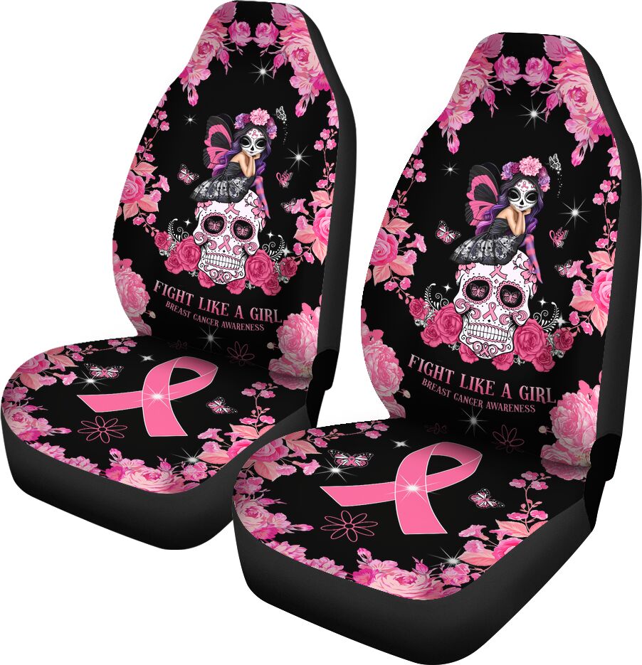 Fight Like A Girl Breast Cancer Awareness Seat Covers 0622