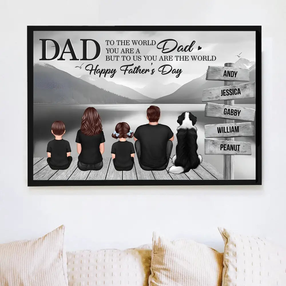“Dad, You Are the World” Mountain Poster – Personalized Father’s Day Gift