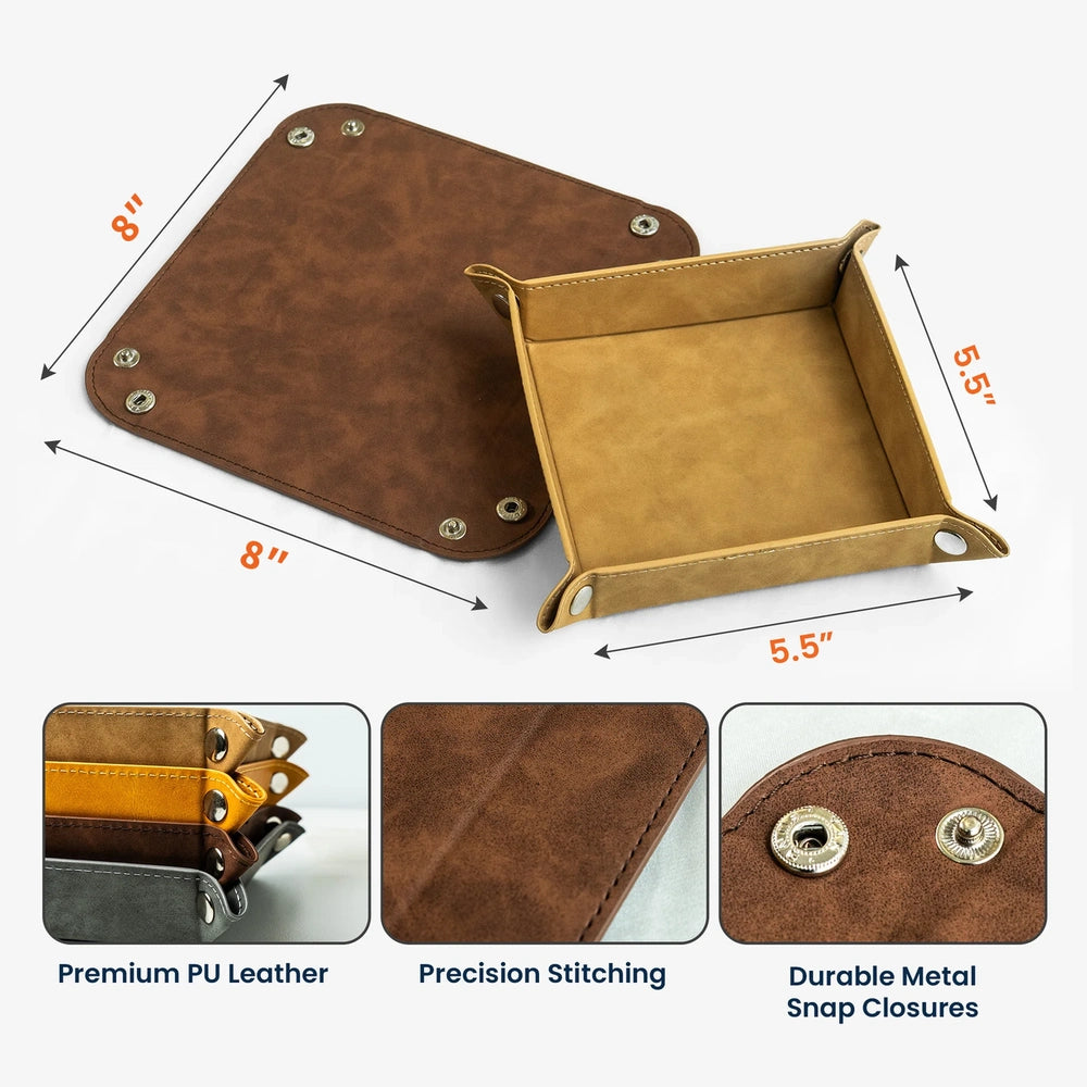 Leather Valet Tray With Graduation Cap Art and Encouraging Quote, Desk and Dresser Organizer, Unique Gift for Son