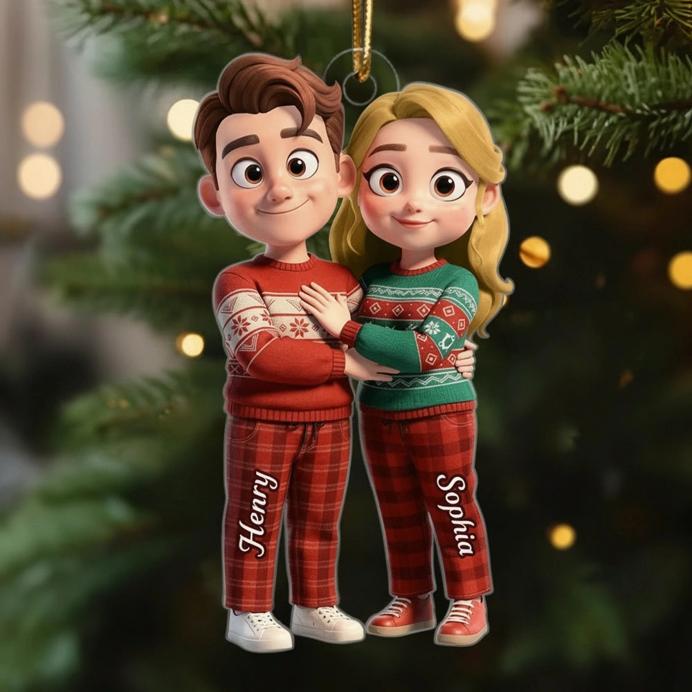 Cute Cartoon Couple Acrylic Ornament Personalized Keepsake for Couples Sweet Home Decor Gift for Wife or Husband