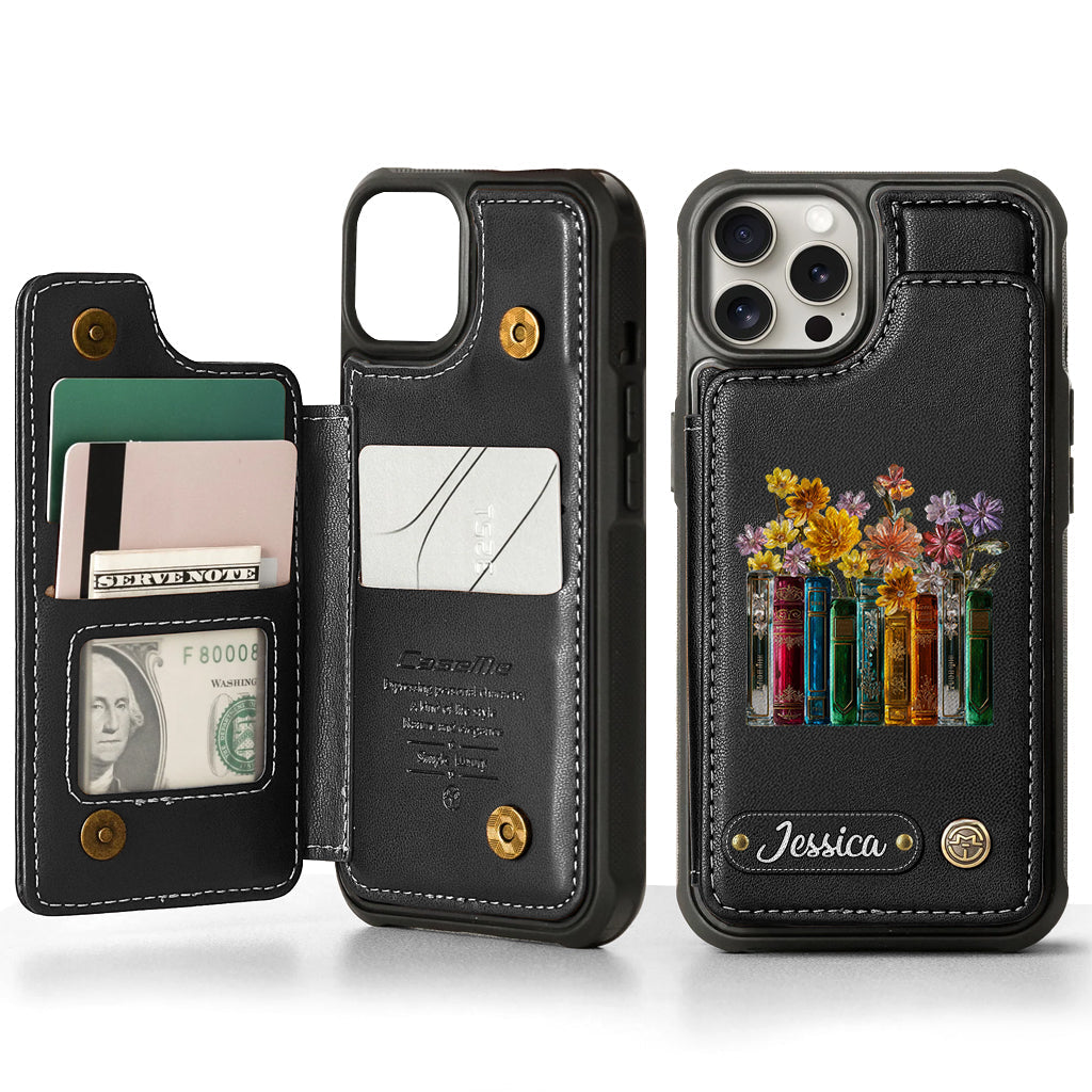 Books And Flowers - Personalized Book Wallet Phone Case